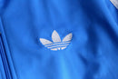 "Adidas" blue × white stand zip track jacket