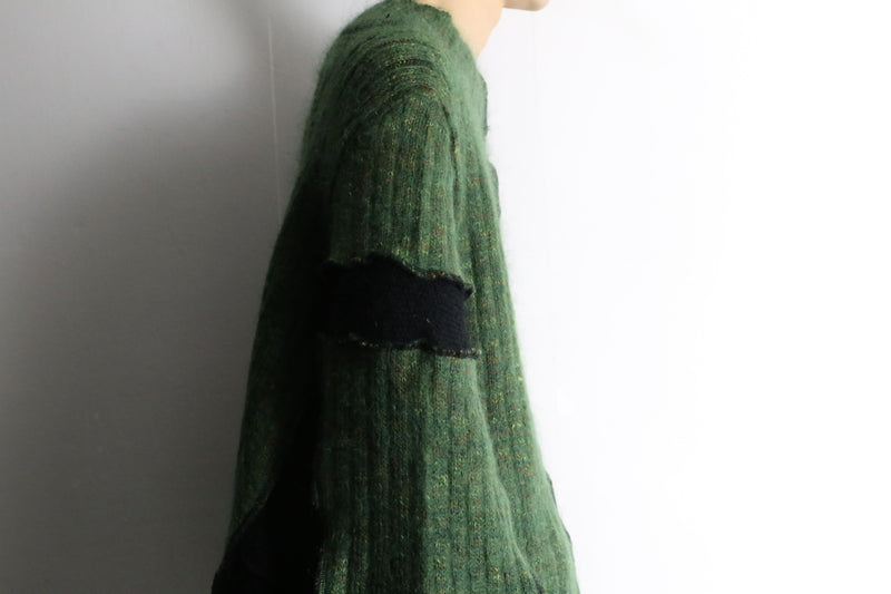 "Re:make" patchwork design 3color mohair knit