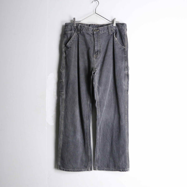 grey color wide straight denim pants