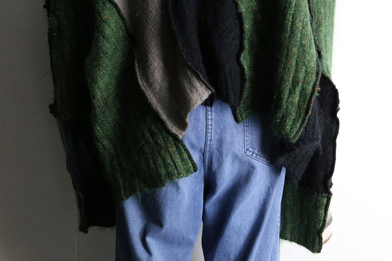 "Re:make" patchwork design 3color mohair knit