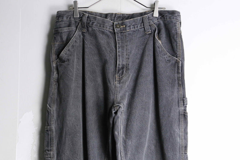 grey color wide straight denim pants