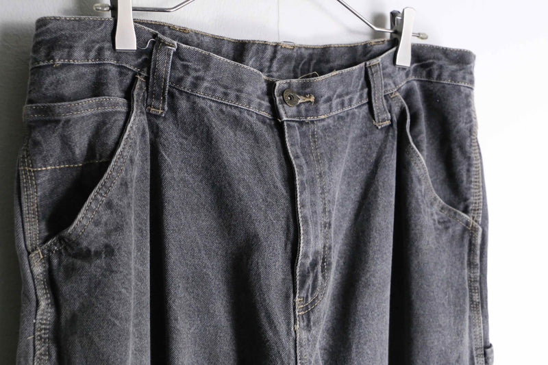 grey color wide straight denim pants