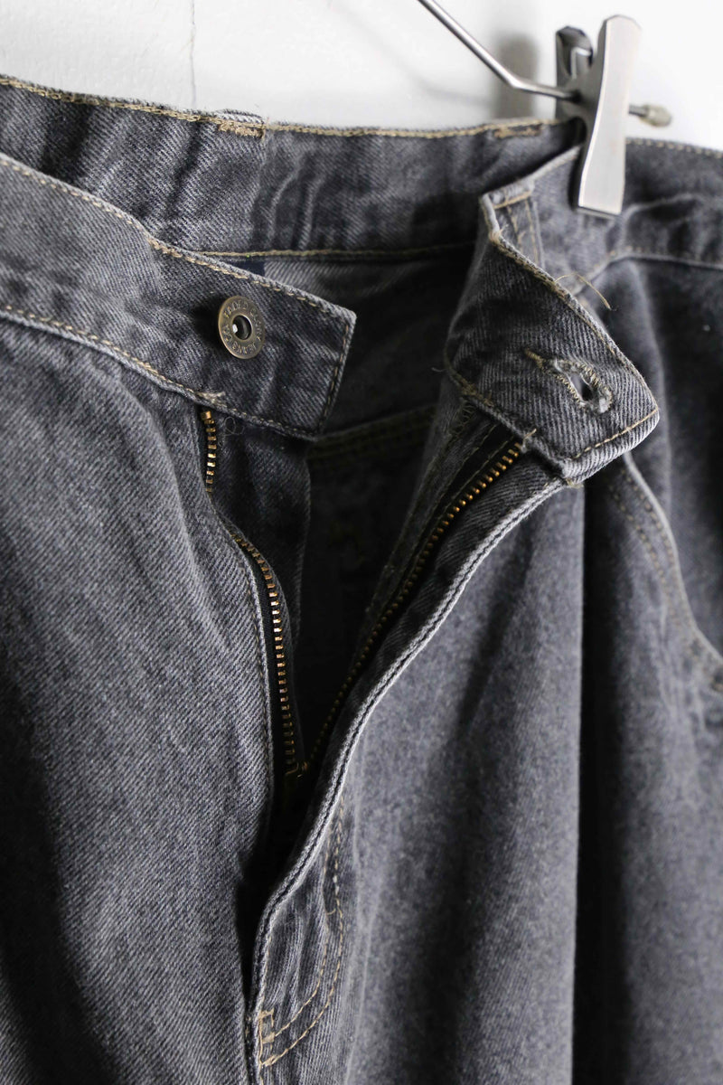 grey color wide straight denim pants