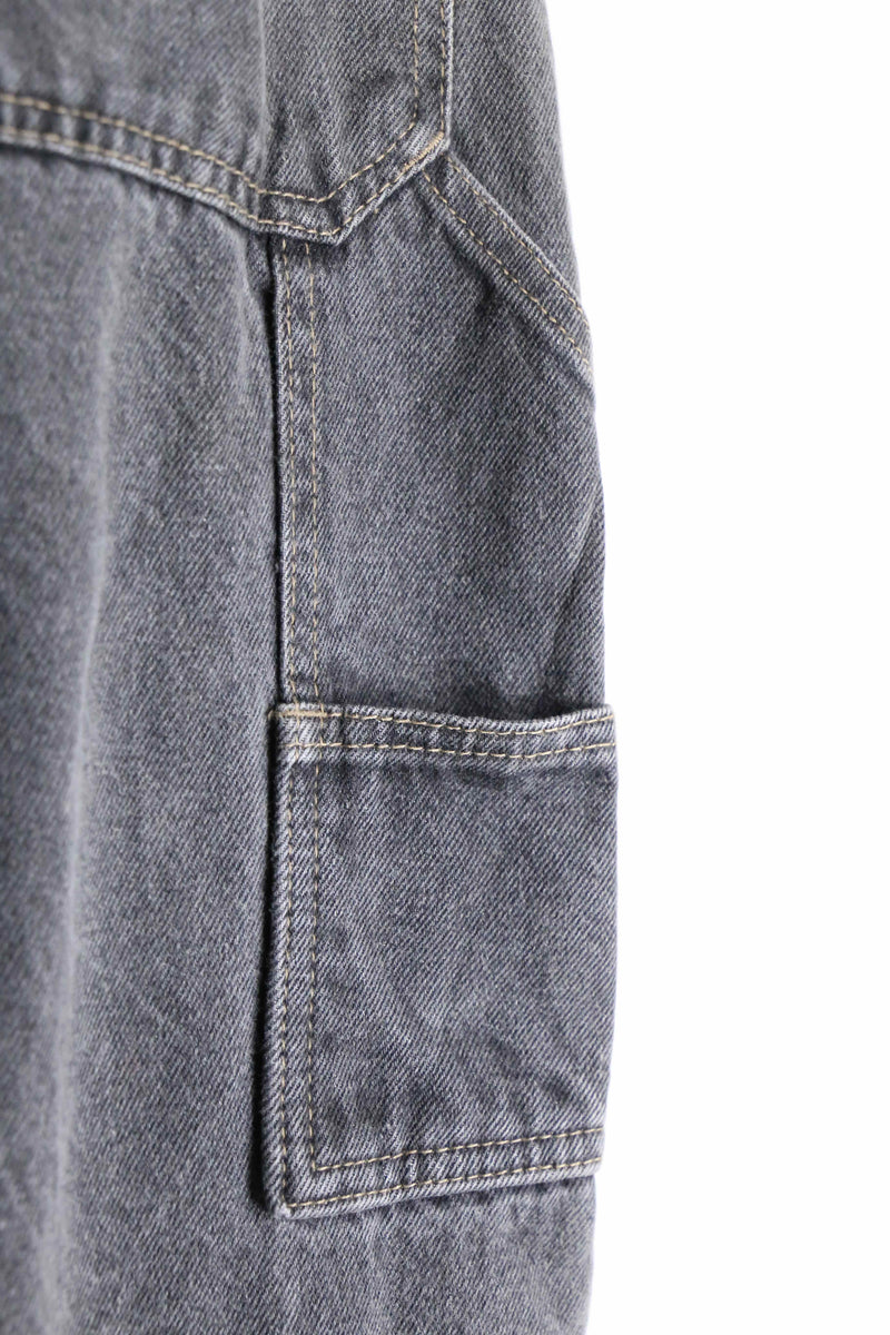 grey color wide straight denim pants