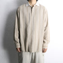 linen cotton stripe polo collar shirt