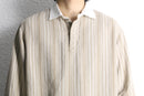 linen cotton stripe polo collar shirt