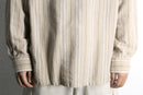 linen cotton stripe polo collar shirt