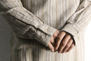 linen cotton stripe polo collar shirt