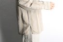 linen cotton stripe polo collar shirt