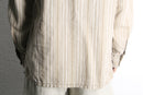linen cotton stripe polo collar shirt