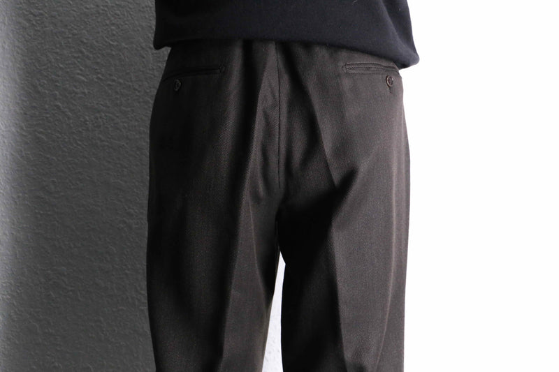 brown no tuck wool wide trousers