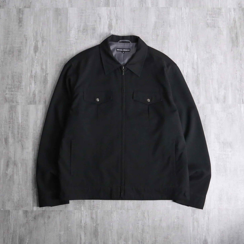 black minimal design zip-up jacket