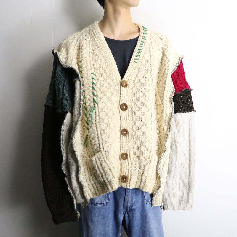 "Re:make" asymmetry patchwork fisherman knit