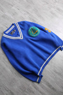 1990’s~00’s “Lee”vivid blue lettered V neck knit