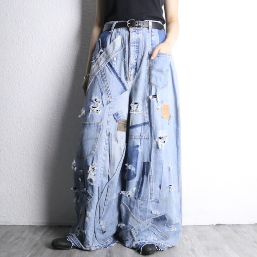 "Re:make" patchwork wide denim