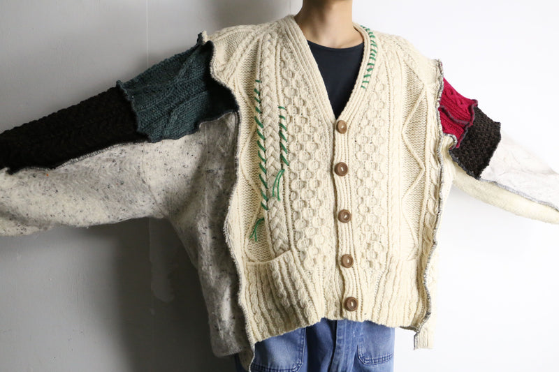 "Re:make" asymmetry patchwork fisherman knit