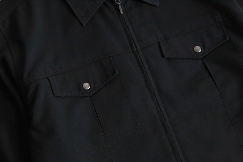 black minimal design zip-up jacket