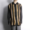 brown tone stripe knit switch big shirt