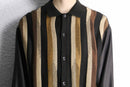 brown tone stripe knit switch big shirt