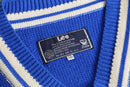 1990’s~00’s “Lee”vivid blue lettered V neck knit