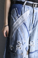 "Re:make" patchwork wide denim