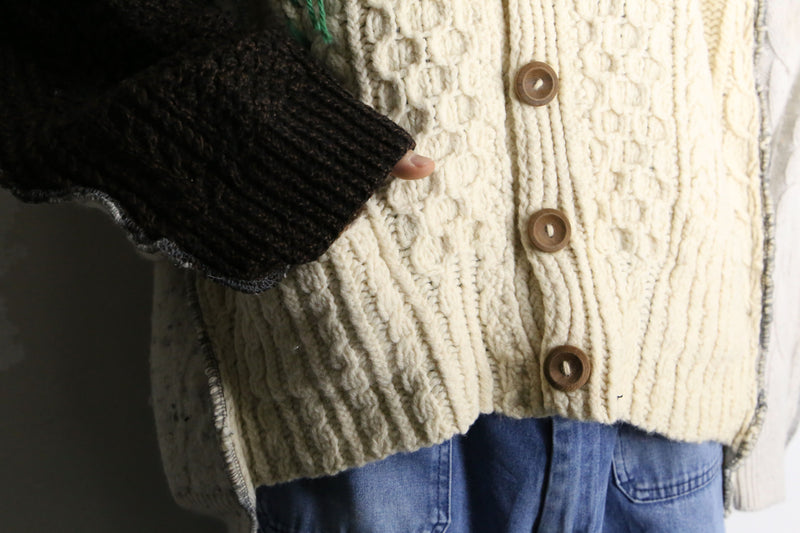 "Re:make" asymmetry patchwork fisherman knit