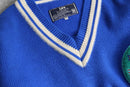 1990’s~00’s “Lee”vivid blue lettered V neck knit