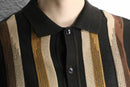 brown tone stripe knit switch big shirt