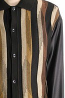 brown tone stripe knit switch big shirt