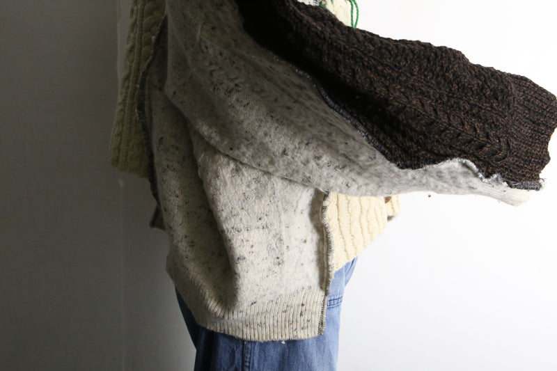 "Re:make" asymmetry patchwork fisherman knit