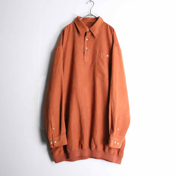 orange one color half button shirt pullover