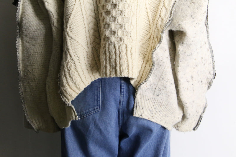 "Re:make" asymmetry patchwork fisherman knit