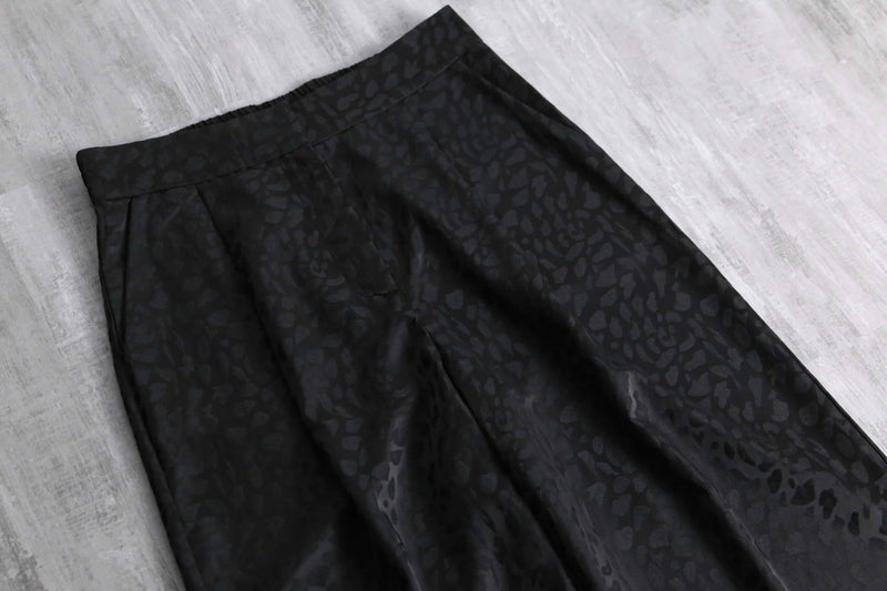 jacquard leopard baggy flare easy pants