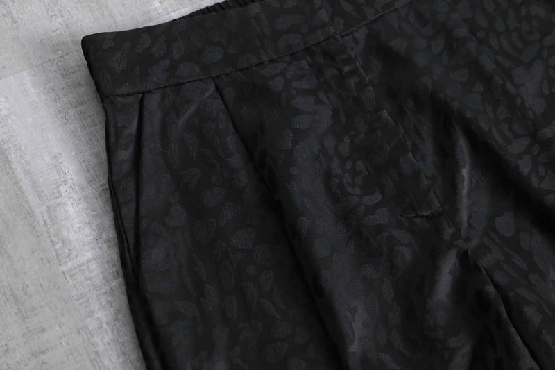 jacquard leopard baggy flare easy pants