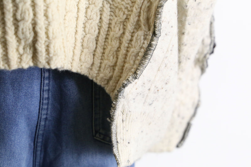 "Re:make" asymmetry patchwork fisherman knit