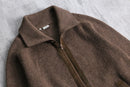 brown stand neck wool acryl knit