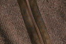 brown stand neck wool acryl knit