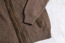 brown stand neck wool acryl knit