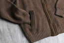 brown stand neck wool acryl knit