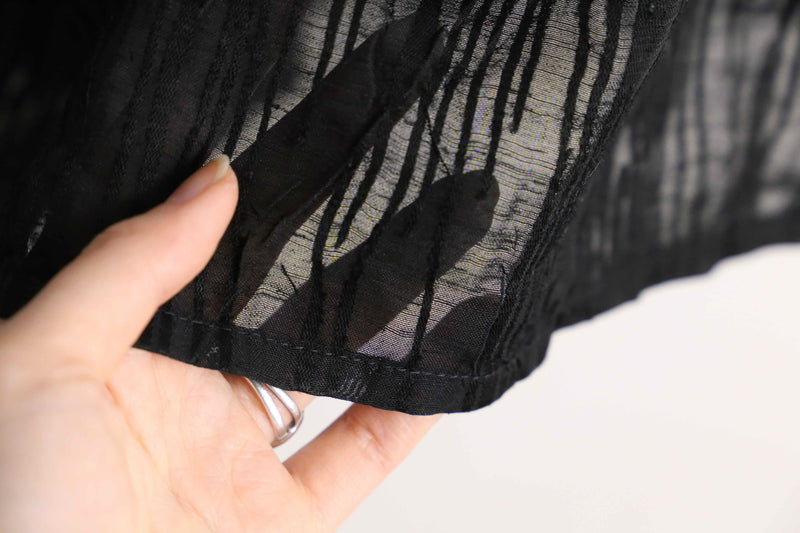 wrinkle process black sheer drape shirt