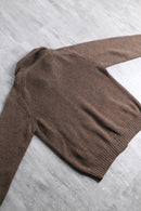 brown stand neck wool acryl knit