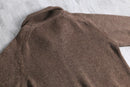 brown stand neck wool acryl knit