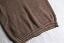 brown stand neck wool acryl knit
