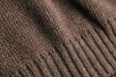 brown stand neck wool acryl knit