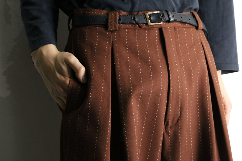 brown pinstripe wide slacks