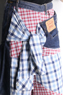 "Re:make" check shirt docking wide denim