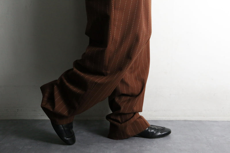 brown pinstripe wide slacks