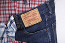 "Re:make" check shirt docking wide denim