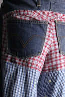 "Re:make" check shirt docking wide denim