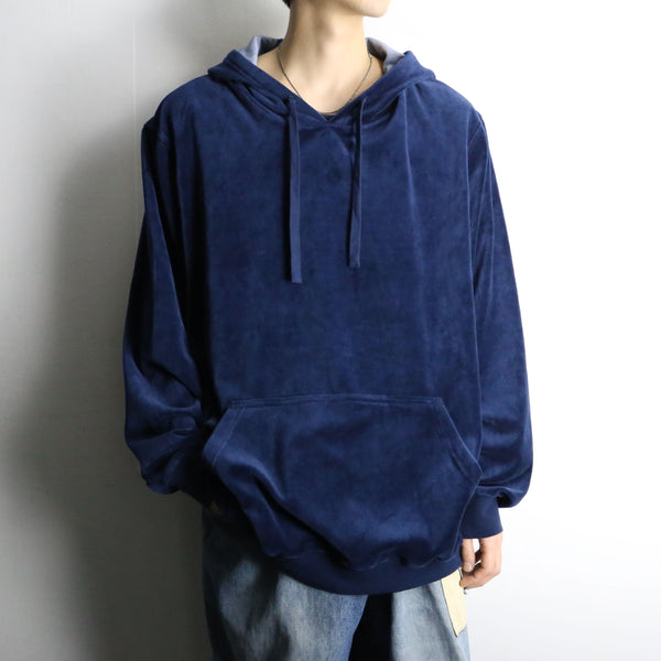 "KING SIZE" navy color 2XL draw code velours hoodie